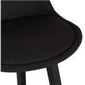 Tabouret de snack mi-hauteur 'CHAIRMAN MINI BLACK EDITION' tissu noir 4 pieds bois noir dossier haut