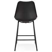 Tabouret de snack mi-hauteur 'GUSTO MINI' pieds tréteaux et repose pieds métal noir dossier haut