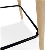 Tabouret de snack mi-hauteur scandinave 'NORSKI MINI' noir 4 pieds bois et métal noir dossier haut