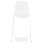 Tabouret de snack mi-hauteur empilable 'GREAT MINI' blanc pieds tréteaux métal blanc dossier haut