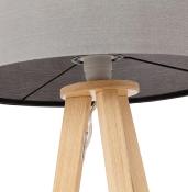 Lampe à poser scandinave trépied 'Stätiv' abat-jour gris 3 pieds en bois naturel