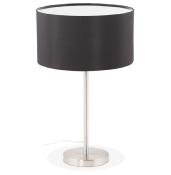 Lampe à poser design 'Okno' abat-jour cylindrique noir socle en métal brossé réglable