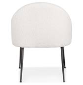 Fauteuil design 'ART' en tissu bouclé blanc avec 4 pieds en métal noir