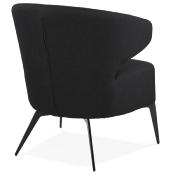 Fauteuil lounge design à accoudoirs 'STEEL COBBE' en tissu noir pieds en métal noir