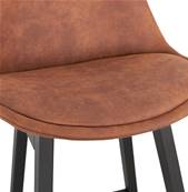 Tabouret snack mi-hauteur 'CHAIRMAN MINI BLACK EDITION' tissu marron 4 pieds bois noir dossier haut