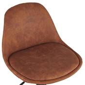 Tabouret bar réglable 'LUSSO' pivotant microfibre marron pied repose pieds métal noir dossier haut