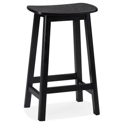 Tabouret de snack mi-hauteur scandinave 'BERE MINI' assise avec 4 pieds en bois noir
