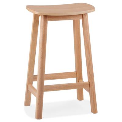 Tabouret de snack mi-hauteur scandinave 'BERE MINI' assise avec 4 pieds en bois naturel