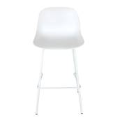 Tabouret de bar intérieur/extérieur 'POOL' blanc 4 pieds et repose pieds en métal blanc dossier haut