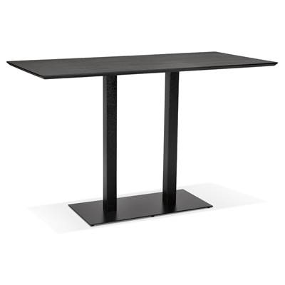 Table de bar haute design 'Tvillin Black XL' bois noir double pied central métal noir – 180 x 90 cm