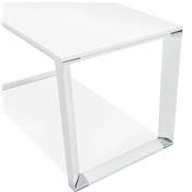 Grand bureau direction droit 'BUSINESS XL' bois blanc pieds métal blanc et chromé – 200 x 100 cm
