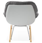 Fauteuil à bascule design scandinave à accoudoirs 'Cozy' tissu gris clair pieds bois métal chromé