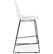 Tabouret de snack mi-hauteur empilable 'Great Mini' blanc 4 pied repose pied métal noir dossier haut