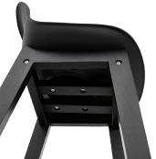 Tabouret de snack mi-hauteur scandinave 'Topo Mini Black Edition' noir 4 pieds bois dossier haut