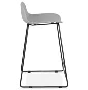 Tabouret de snack mi-hauteur 'Steelblack Mini' gris repose pieds tréteaux métal noir dossier bas