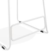 Tabouret de snack mi-hauteur 'Steel Mini' tissu gris repose pieds tréteaux métal blanc dossier bas