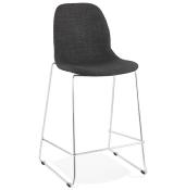 Tabouret de snack mi-hauteur empilable 'Verk Mini' tissu gris foncé 4 pieds en métal chromé dossier haut