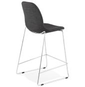 Tabouret de snack mi-hauteur empilable 'Verk Mini' tissu gris 4 pieds en métal chromé dossier haut