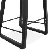 Tabouret de snack mi-hauteur scandinave 'Skala Black Edition' tissu gris pieds bois noir dossier bas