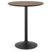 Table de bar haute design 'Standup' en noyer avec pied central en métal noir