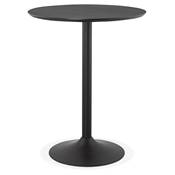 Table de bar haute design ronde 'Standup' mange debout en bois noir avec pied central en métal noir