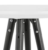 Table de bar haute design ronde 'BLACK ASTER' en bois blanc 4 pieds en bois noir et métal chromé