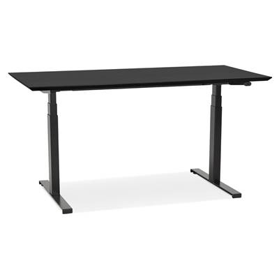 Bureau design assis-debout électrique 'SMALL TECH' noir en bois pieds en métal noir - 150 x 70 cm