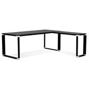 Grand bureau direction d'angle 'BUSINESS L - XL' en bois pieds métal noir et chromé – 200 x 100 cm