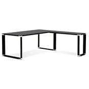 Grand bureau direction d'angle 'GLASSTOP L - XL' verre noir pieds noir et chromé – 200 x 100 cm