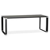 Grand bureau de direction moderne 'BUSINESS XL' bois noir pieds métal noir et chromé – 160 x 80 cm