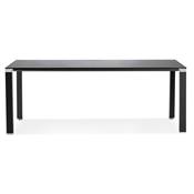 Grand bureau direction droit 'AFER GLASS XL' verre noir 4 pieds métal noir et chromé – 200 x 100 cm