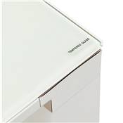 Petit Bureau de direction 'SMALL GLASSTOP' en verre blanc pieds métal blanc et chromé – 140 x 70 cm