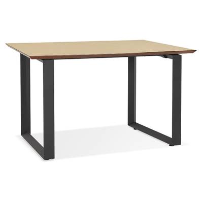 Bureau droit design 'SMART MINI' plateau en bois naturel avec pieds en métal noir - 130 x 70 cm
