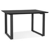 Bureau droit design 'SMART MINI' plateau noir en bois avec pieds en métal noir - 130 x 70 cm