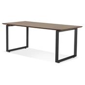 Bureau droit design 'SMART' plateau en noyer avec pieds en métal noir - 180 x 90 cm