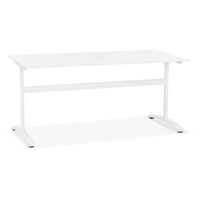 Bureau droit / table de travail design 'DISEGNO' blanc en bois pieds en métal blanc - 160 x 80 cm