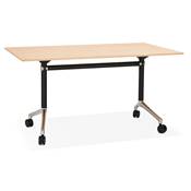 Bureau droit / table de travail pliante design 'ARCHI MINI' bois pieds en métal noir - 140 x 70 cm