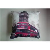 Coussin Londres 'Big Ben' bus rouge