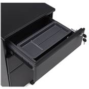 Caisson de bureau / table de chevet design à roulettes 'PRATIK' en métal noir