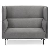 Canapé acoustique 2 places design dossier haut 'INTIME' en tissu gris foncé 4 pieds en métal noir