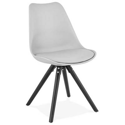 Chaise scandinave design 'Sueden Black Edition' grise avec 4 pieds en bois noir