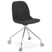 Chaise de bureau à roulettes design 'RULES' en tissu gris foncé avec pied en métal chromé