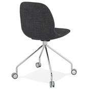 Chaise de bureau à roulettes design 'Hjül' en tissu gris foncé avec pied en métal chromé