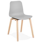 Chaise de cuisine / salle à manger design 'Parkwood' grise avec 4 pieds en bois naturel