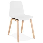 Chaise de cuisine / salle à manger design 'Parkwood' blanche avec 4 pieds en bois naturel