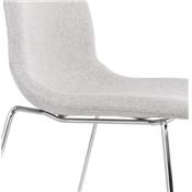 Chaise design empilable 'Teknik Silver' en tissu gris clair pieds tréteaux en métal chromé