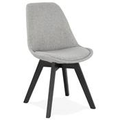 Chaise de cuisine / salle à manger scandinave 'Blackstad' en tissu gris clair 4 pieds en bois noir