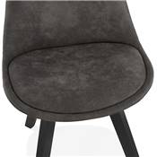 Chaise design 'Black Milano' en microfibre grise avec 4 pieds en bois noir
