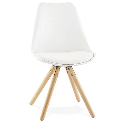 Chaise scandinave design 'Sueden' blanche avec 4 pieds en bois naturel
