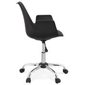 Chaise de bureau à roulettes design à accoudoirs 'KUTE' noire pieds en métal chromé